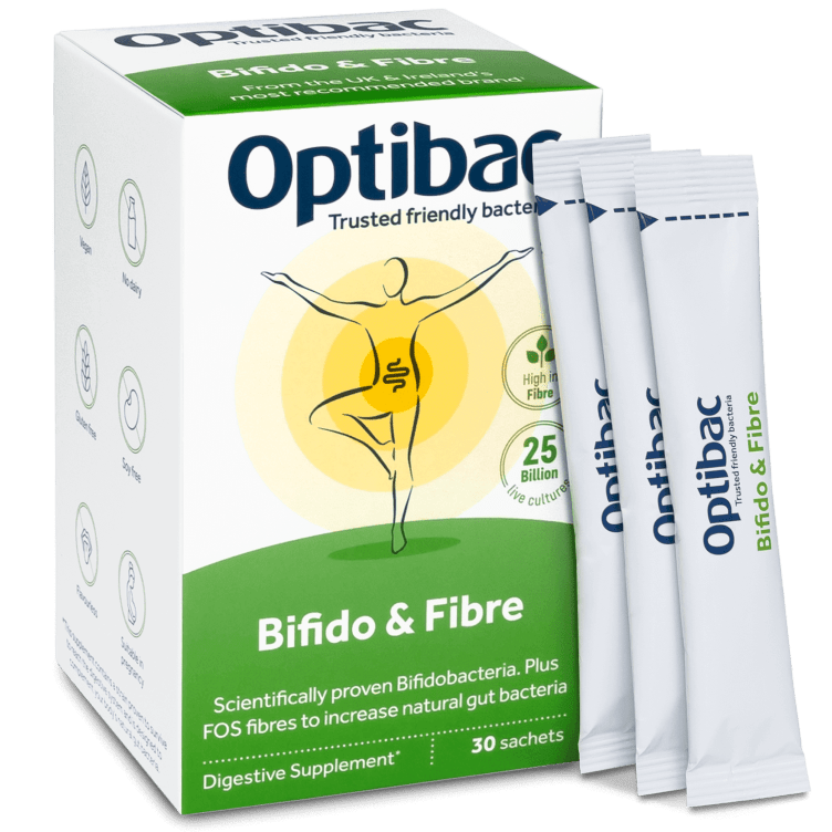 Optibac Probiotics Bifido & Fibre - probiotics and FOS fibres to improve natural gut bacteria